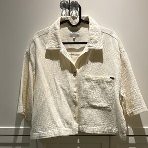 Pepe Jeans  London Cream Textured Button-Up Shirt crop
